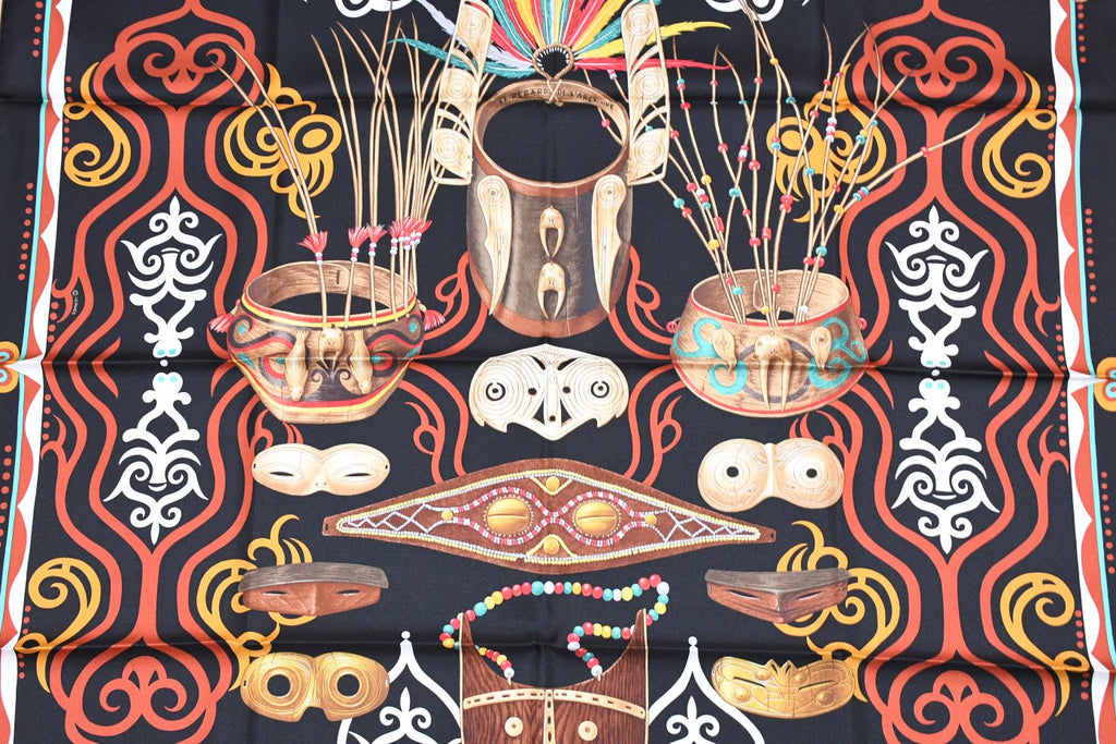 Hermes Scarf Le Regard de l'Arctique 90 cm silk black Carre Arctic 35"