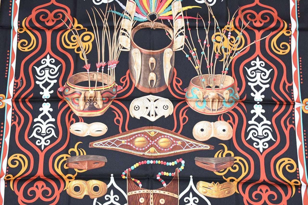 Hermes Scarf Le Regard de l'Arctique 90 cm silk black Carre Arctic 35"