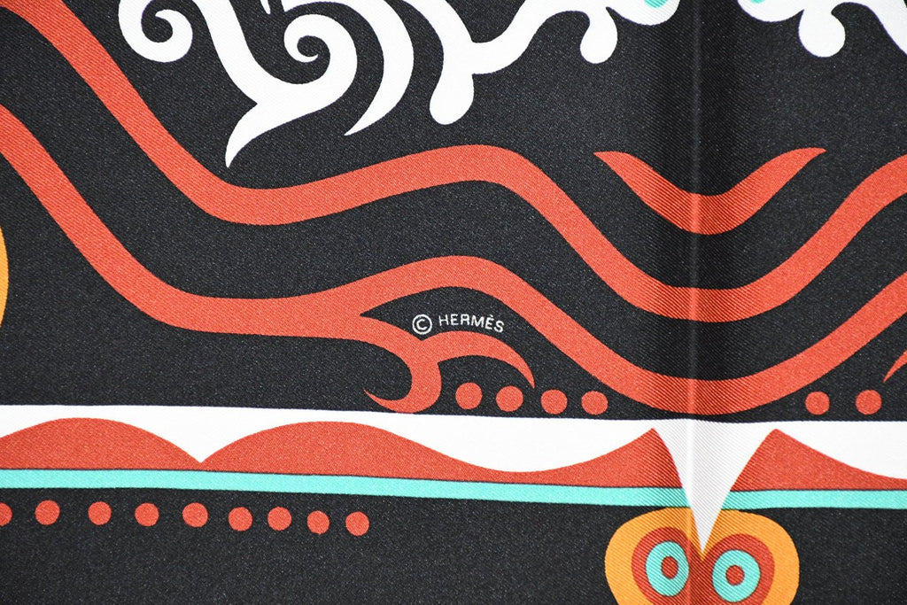 Hermes Scarf Le Regard de l'Arctique 90 cm silk black Carre Arctic 35"