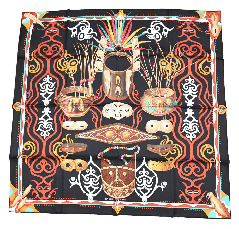 Hermes Scarf Le Regard de l'Arctique 90 cm silk black Carre Arctic 35"