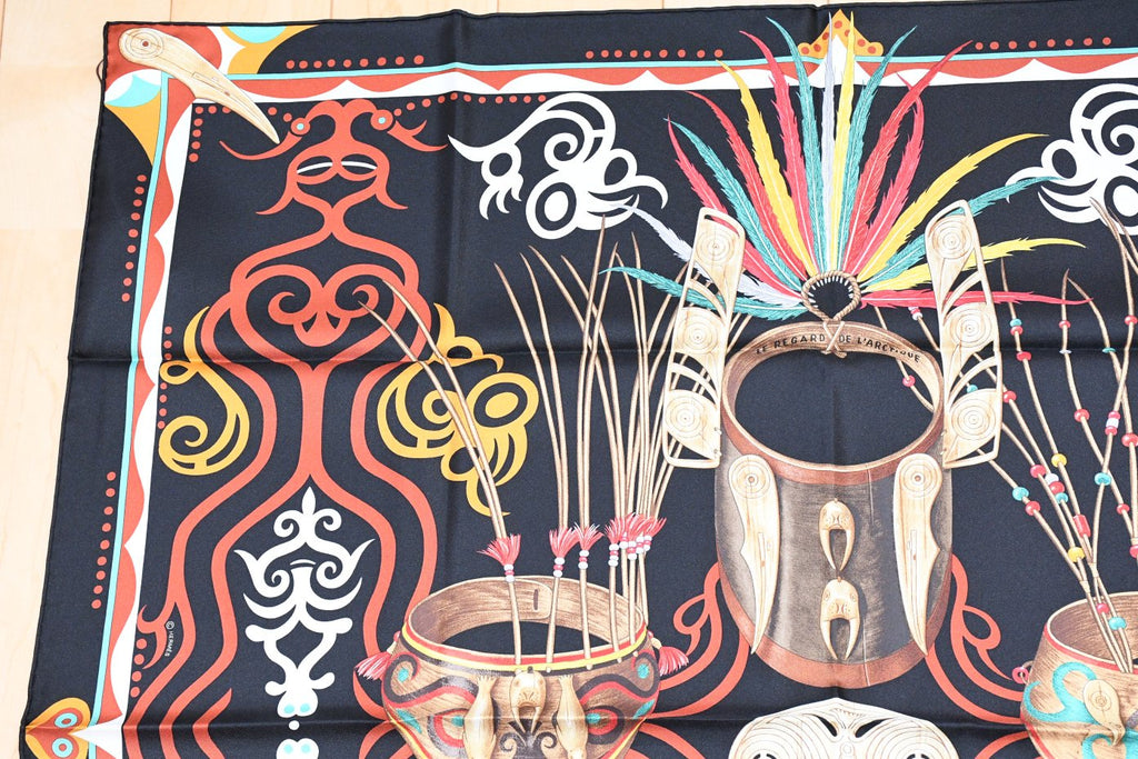 Hermes Scarf Le Regard de l'Arctique 90 cm silk black Carre Arctic 35"