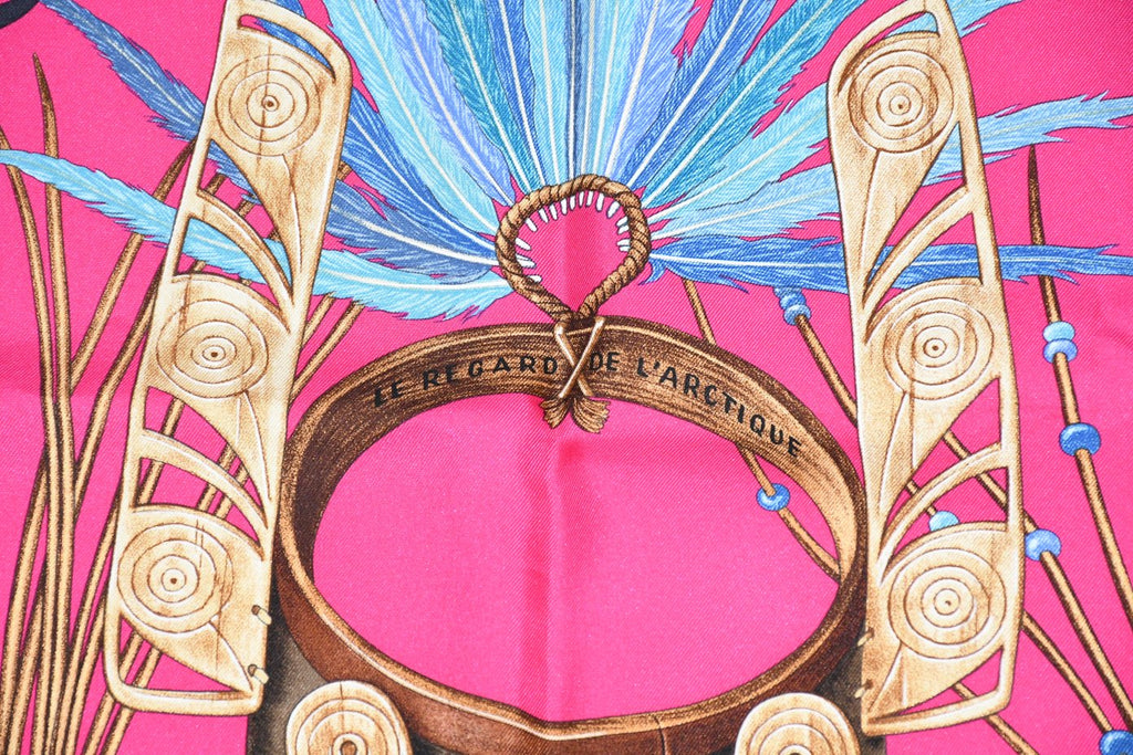 Hermes Scarf Le Regard de l'Arctique 90 cm silk pink Carre Arctic 35"