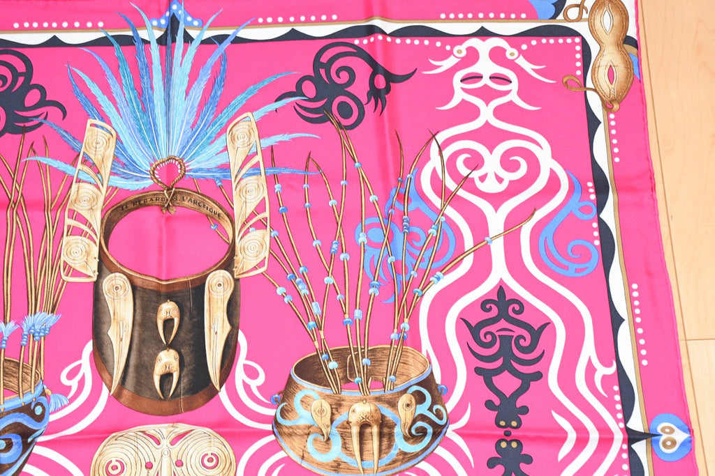 Hermes Scarf Le Regard de l'Arctique 90 cm silk pink Carre Arctic 35"