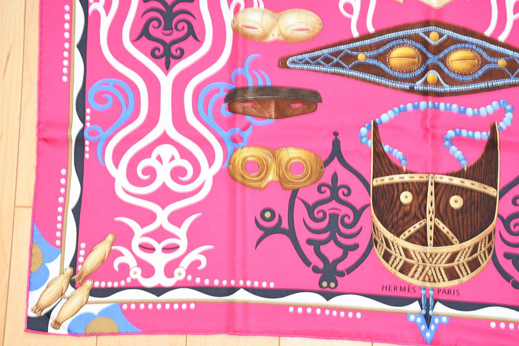 Hermes Scarf Le Regard de l'Arctique 90 cm silk pink Carre Arctic 35"