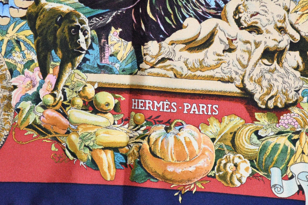 Hermes Scarf Les Ameriques 90 cm silk red Carre america columbus