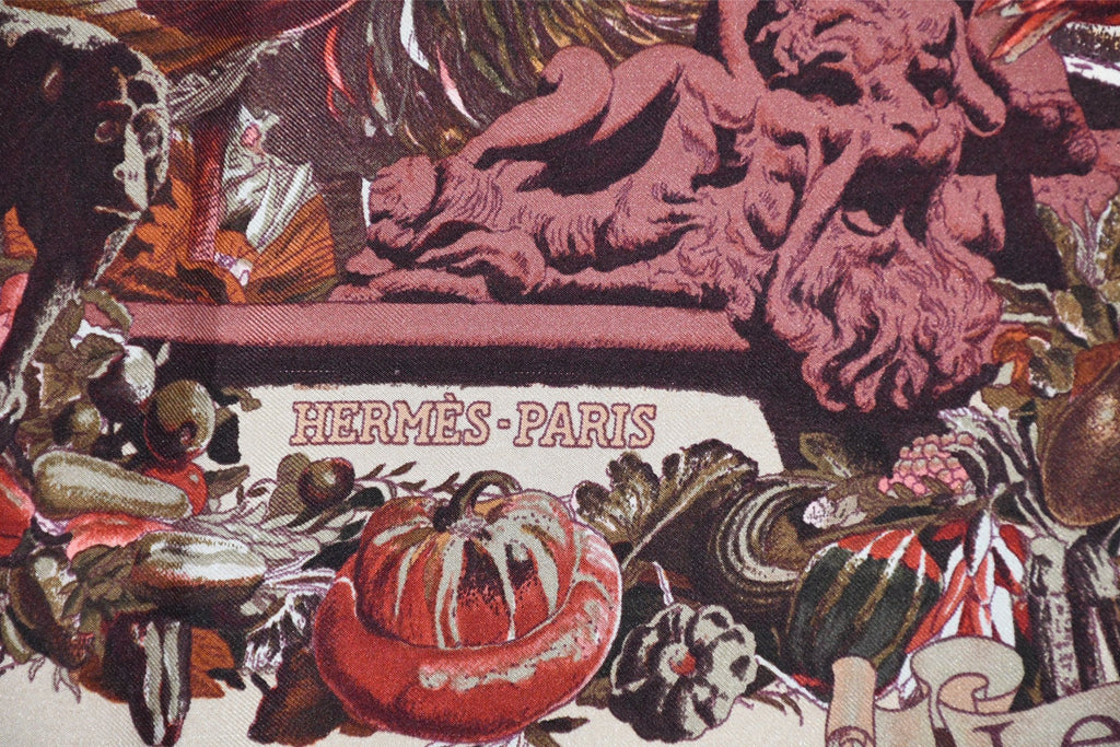Hermes Scarf Les Ameriques COLMBVS 90 cm silk Columbus America Carre gray 35"