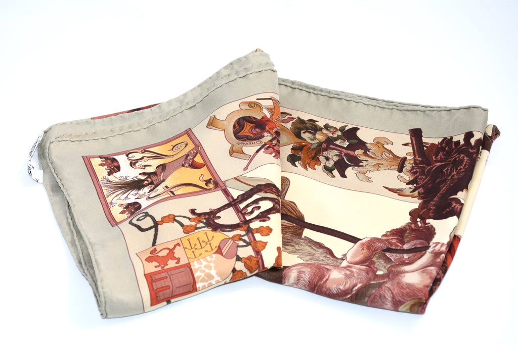 Hermes Scarf Les Ameriques COLMBVS 90 cm silk Columbus America Carre gray 35"