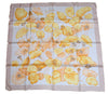 Hermes Scarf Les Capucines Silk 90 cm yellow orange Carre lotus flower 35"