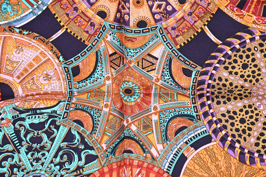 Hermes Scarf Les Domes Celestes 90 cm silk sky firmament purple Carre 35"