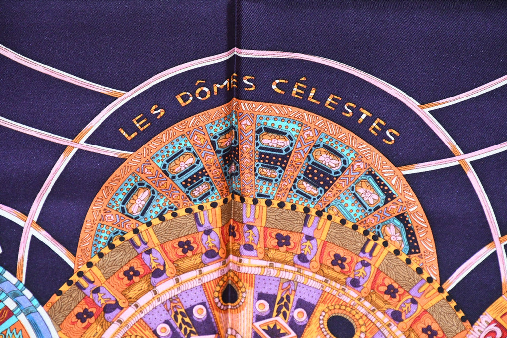 Hermes Scarf Les Domes Celestes 90 cm silk sky firmament purple Carre 35"