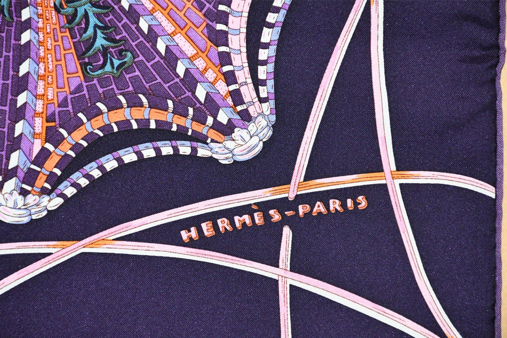 Hermes Scarf Les Domes Celestes 90 cm silk sky firmament purple Carre 35"
