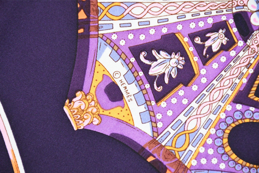 Hermes Scarf Les Domes Celestes 90 cm silk sky firmament purple Carre 35"
