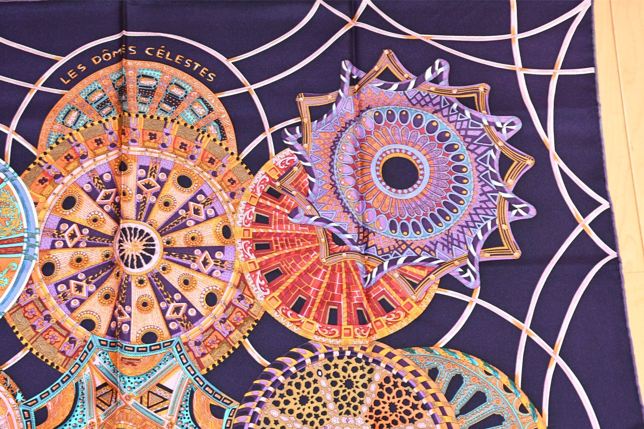 Hermes Scarf Les Domes Celestes 90 cm silk sky firmament purple
