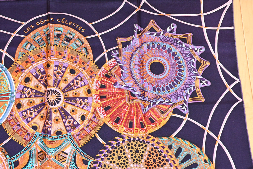 Hermes Scarf Les Domes Celestes 90 cm silk sky firmament purple Carre 35"
