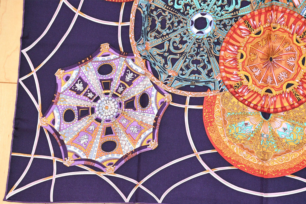 Hermes Scarf Les Domes Celestes 90 cm silk sky firmament purple Carre 35"