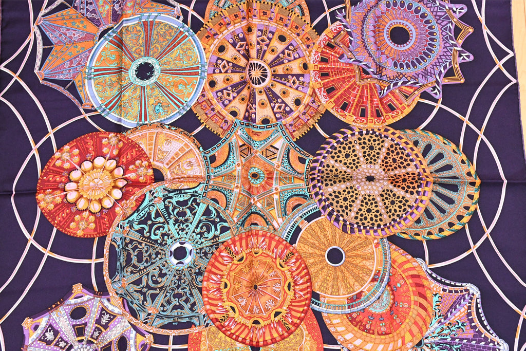 Hermes Scarf Les Domes Celestes 90 cm silk sky firmament purple Carre 35"