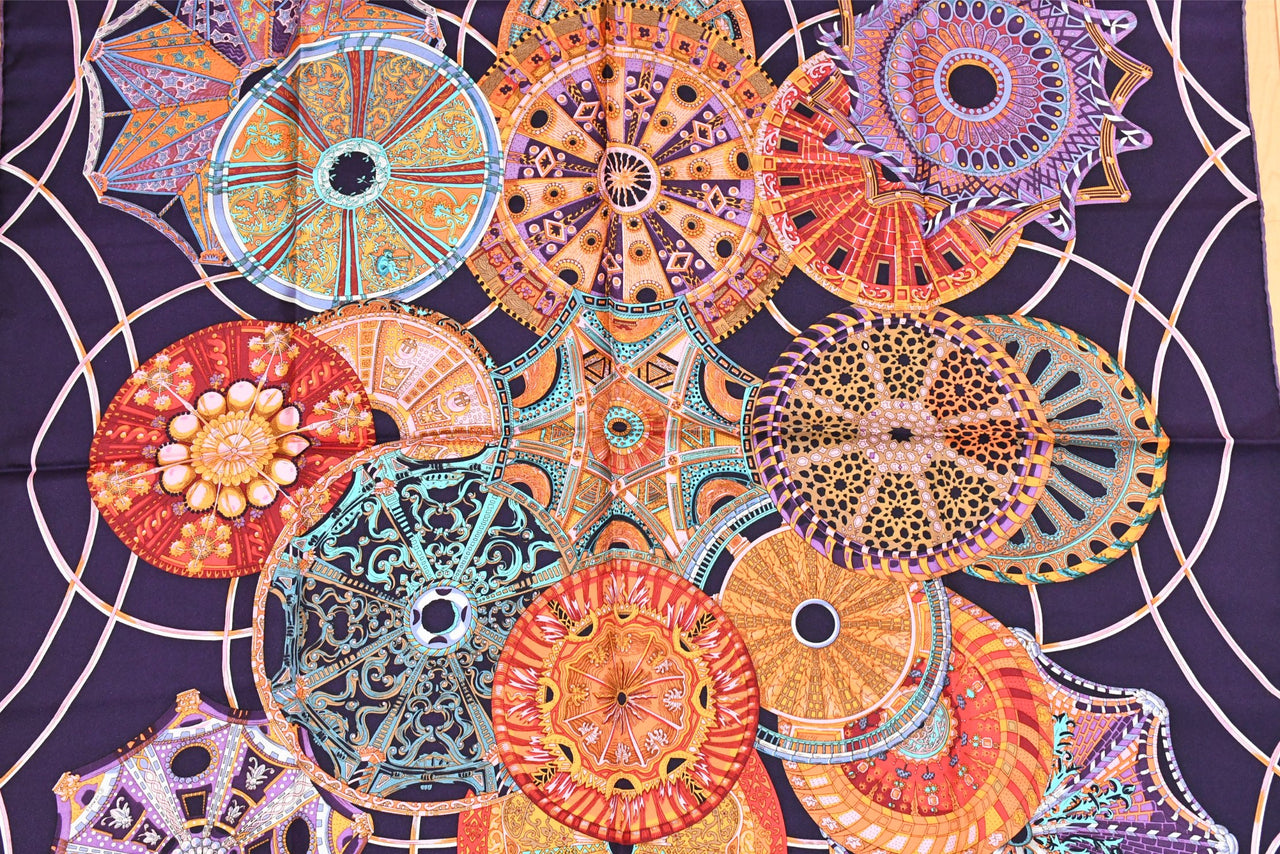 Hermes Scarf Les Domes Celestes 90 cm silk sky firmament purple Carre 35"