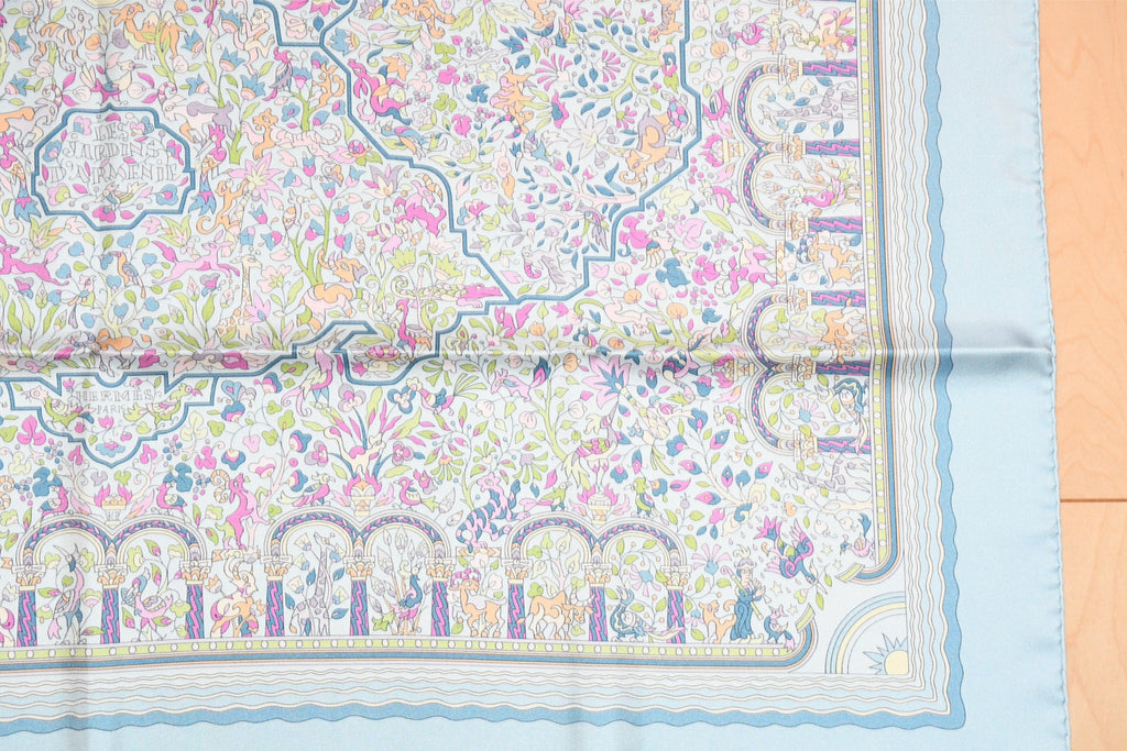 Hermes Scarf Les Jardins d'Armenie 90 cm silk light arre paradise flower 35"