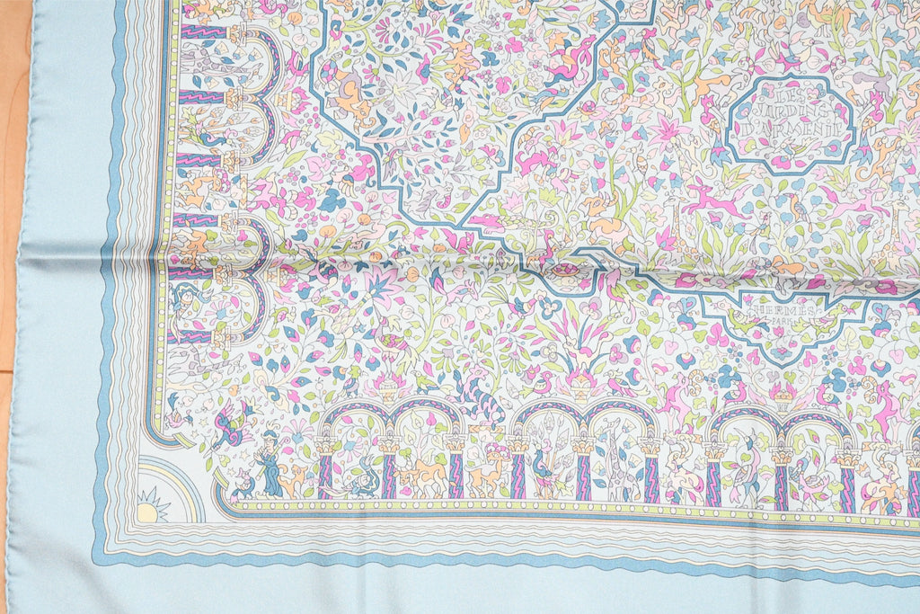 Hermes Scarf Les Jardins d'Armenie 90 cm silk light arre paradise flower 35"