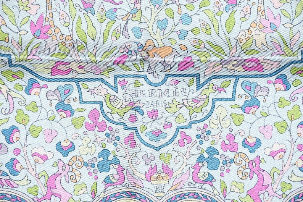 Hermes Scarf Les Jardins d'Armenie 90 cm silk light arre paradise flower 35"