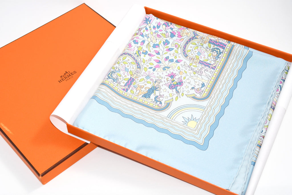Hermes Scarf Les Jardins d'Armenie 90 cm silk light arre paradise flower 35"