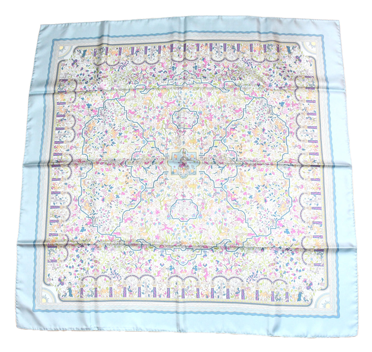 Hermes Scarf Les Jardins d'Armenie 90 cm silk light arre paradise flower 35"
