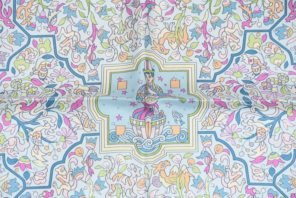 Hermes Scarf Les Jardins d'Armenie 90 cm silk light arre paradise flower 35"