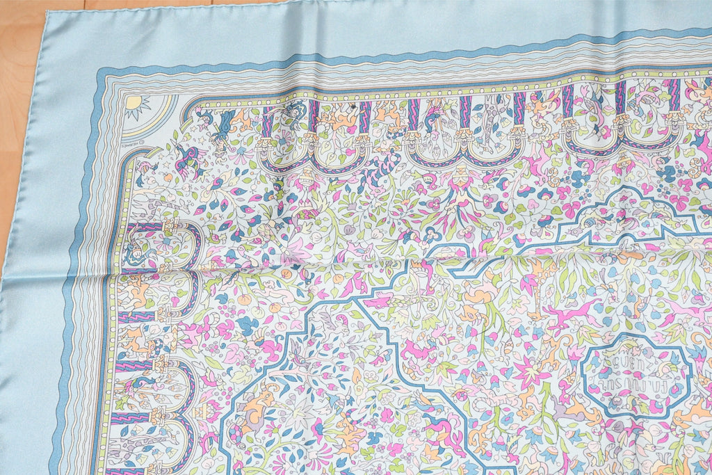 Hermes Scarf Les Jardins d'Armenie 90 cm silk light arre paradise flower 35"
