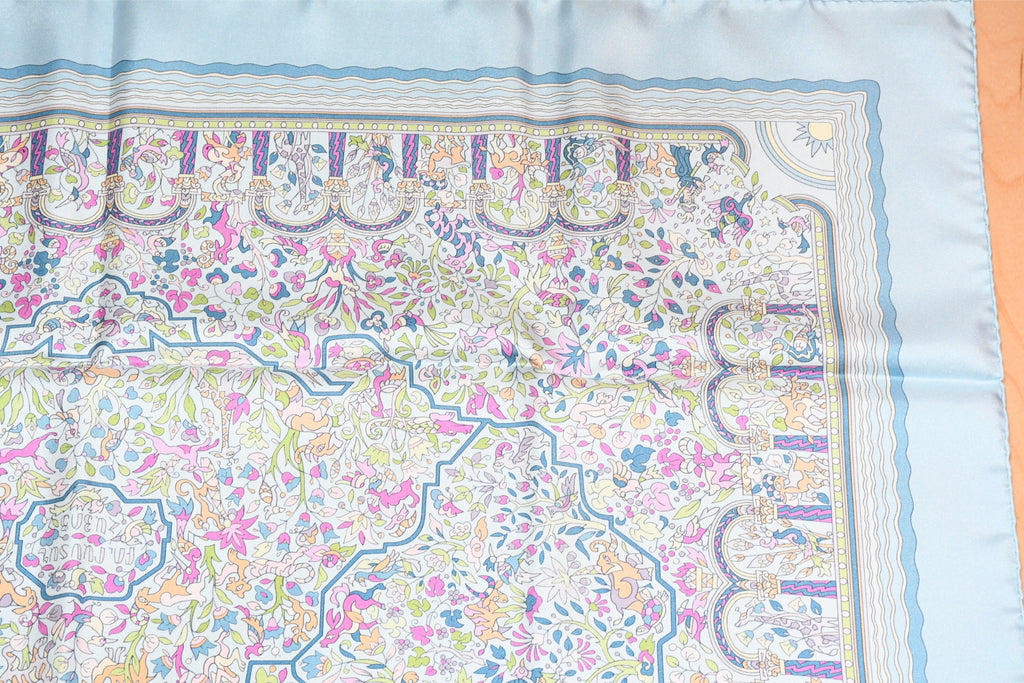 Hermes Scarf Les Jardins d'Armenie 90 cm silk light arre paradise flower 35"