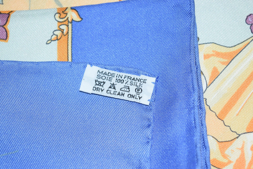 Hermes Scarf Les Petits Princes Silk 90 cm Blue Horse Carre Shawl Stole