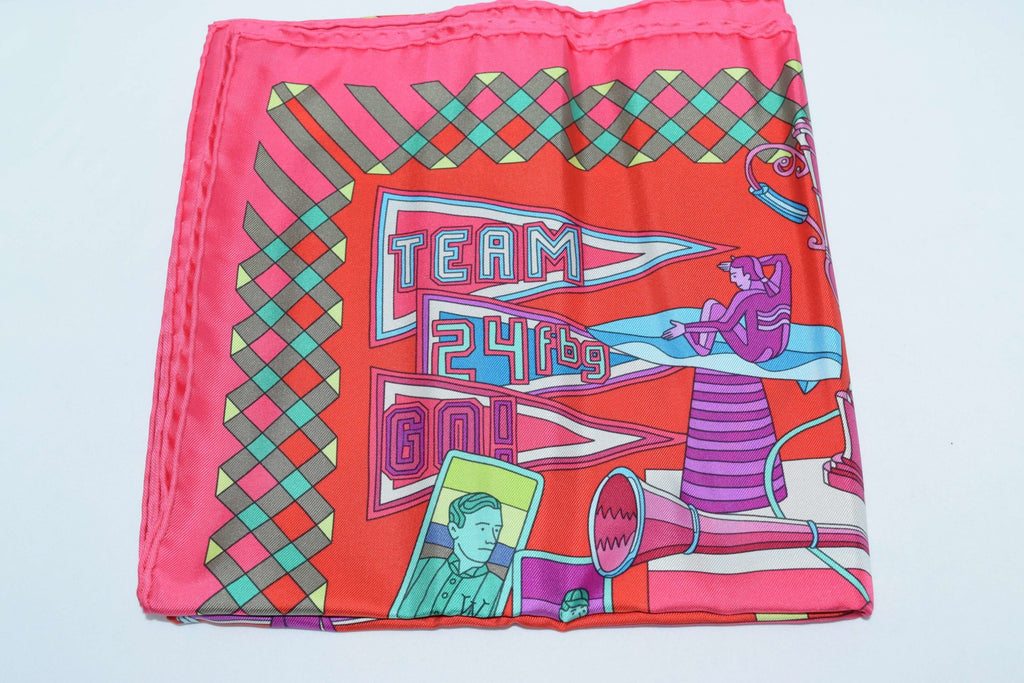 Hermes Scarf Les Trophees Red Silk 90 cm Carre 35” inch Shawl Stole
