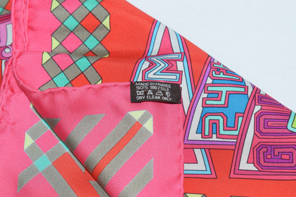 Hermes Scarf Les Trophees Red Silk 90 cm Carre 35” inch Shawl Stole
