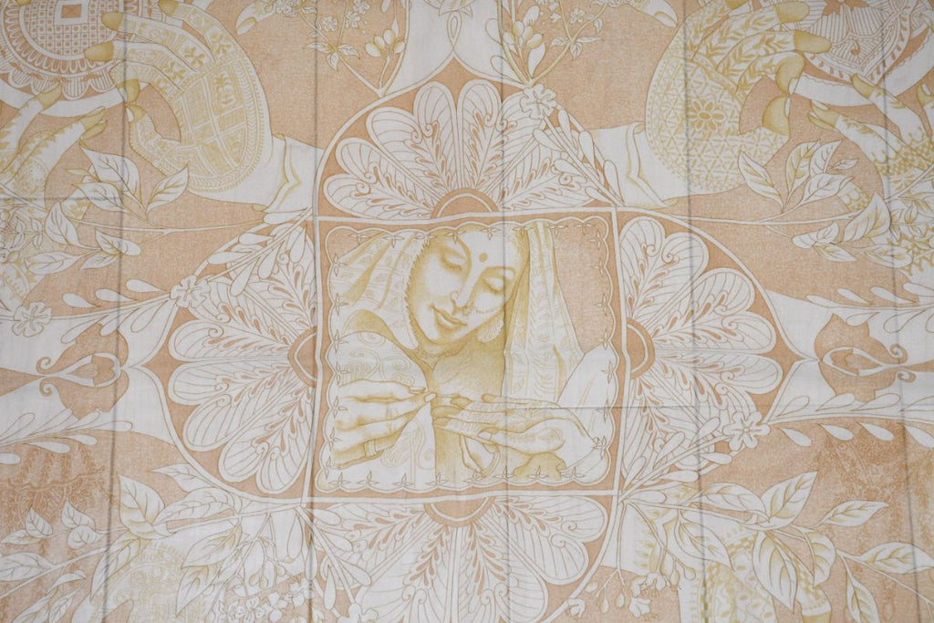 Hermes Scarf Les chants du Henne 90 cm Chiffon Silk mousseline Beige Shawl