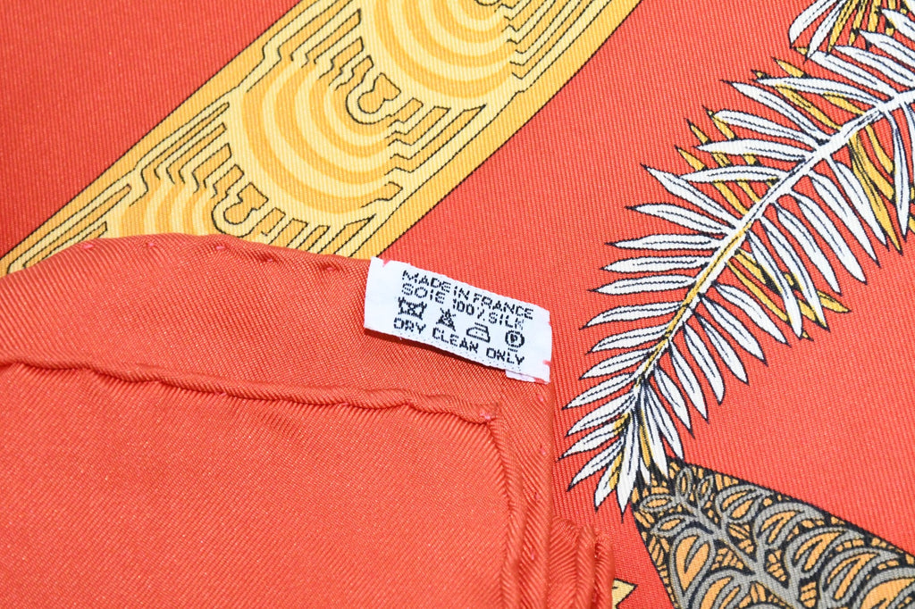 Hermes Scarf Les legendes de l'Arbre 90 cm silk orange red Carre legend tree 35"