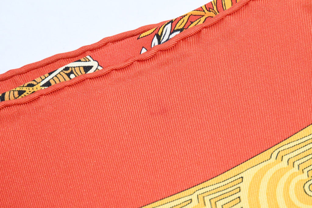 Hermes Scarf Les legendes de l'Arbre 90 cm silk orange red Carre legend tree 35"