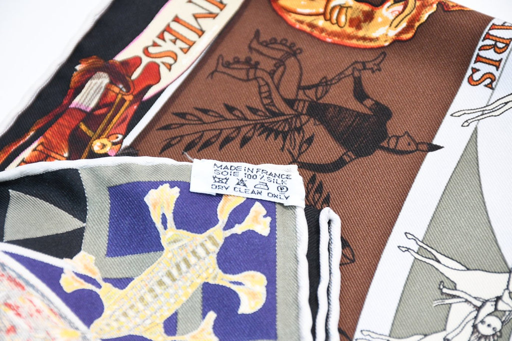 Hermes Scarf Les mythologies des hommes rouges 90 cm silk brown black Carre legend