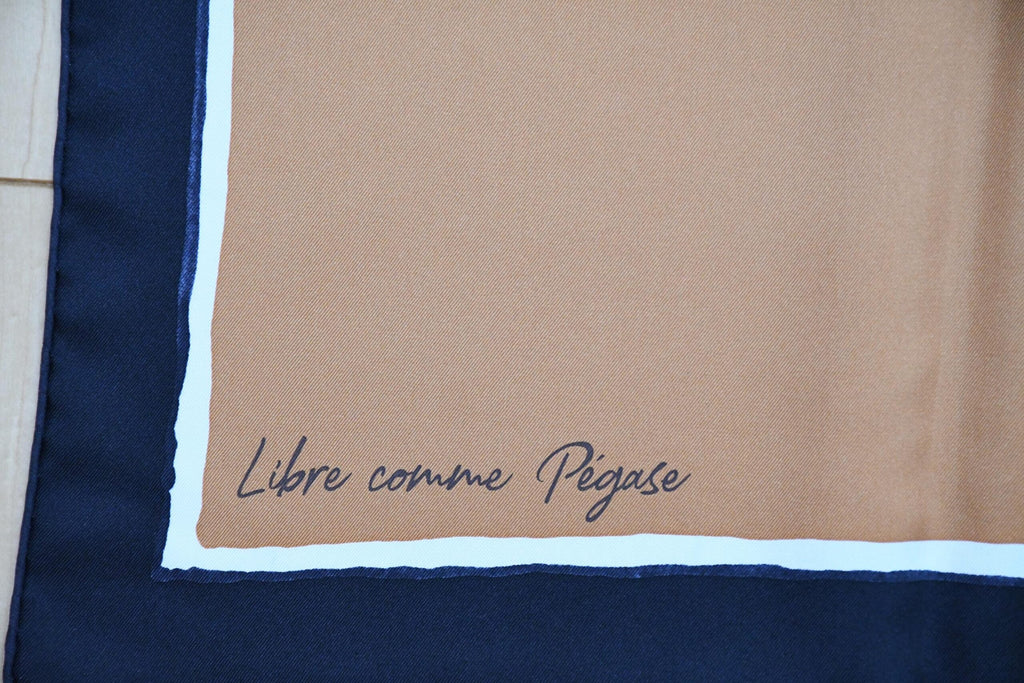 Hermes Scarf Libre Comme Pegase 90 cm silk orange Carre Pegasus horse 35"
