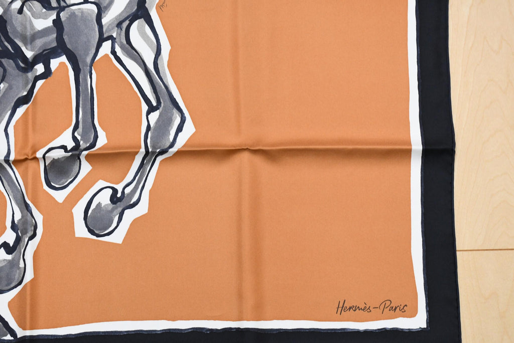 Hermes Scarf Libre Comme Pegase 90 cm silk orange Carre Pegasus horse 35"