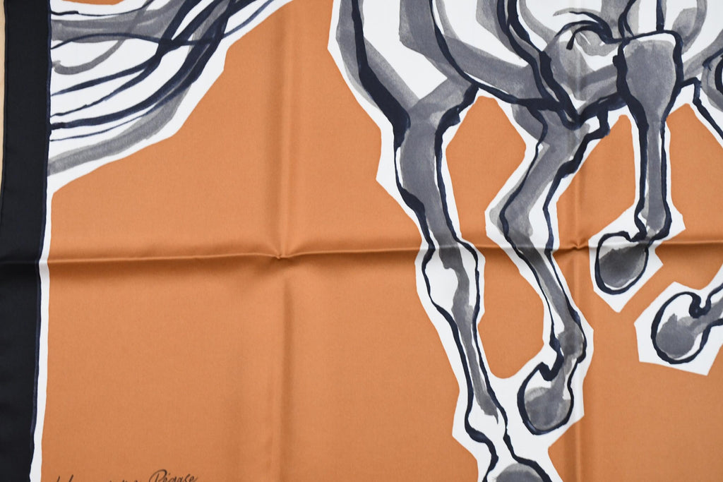 Hermes Scarf Libre Comme Pegase 90 cm silk orange Carre Pegasus horse 35"