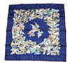 Hermes Scarf L'intrus Silk 90 cm navy blue invader bird forest Carre 35"