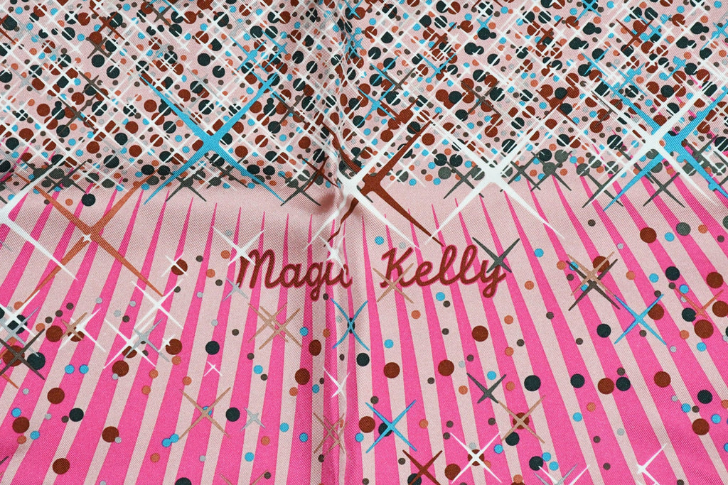Hermes Scarf Magic Kelly by Dimitri Rybaltchenko 90 cm silk pink Carre bag