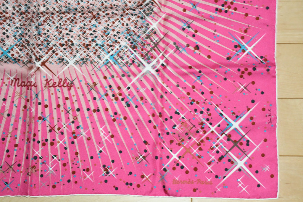 Hermes Scarf Magic Kelly by Dimitri Rybaltchenko 90 cm silk pink Carre bag