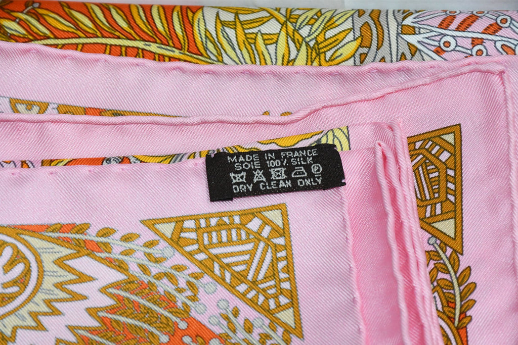 Hermes Scarf Maitres de la Foret 90 cm silk orange forest tree 35"