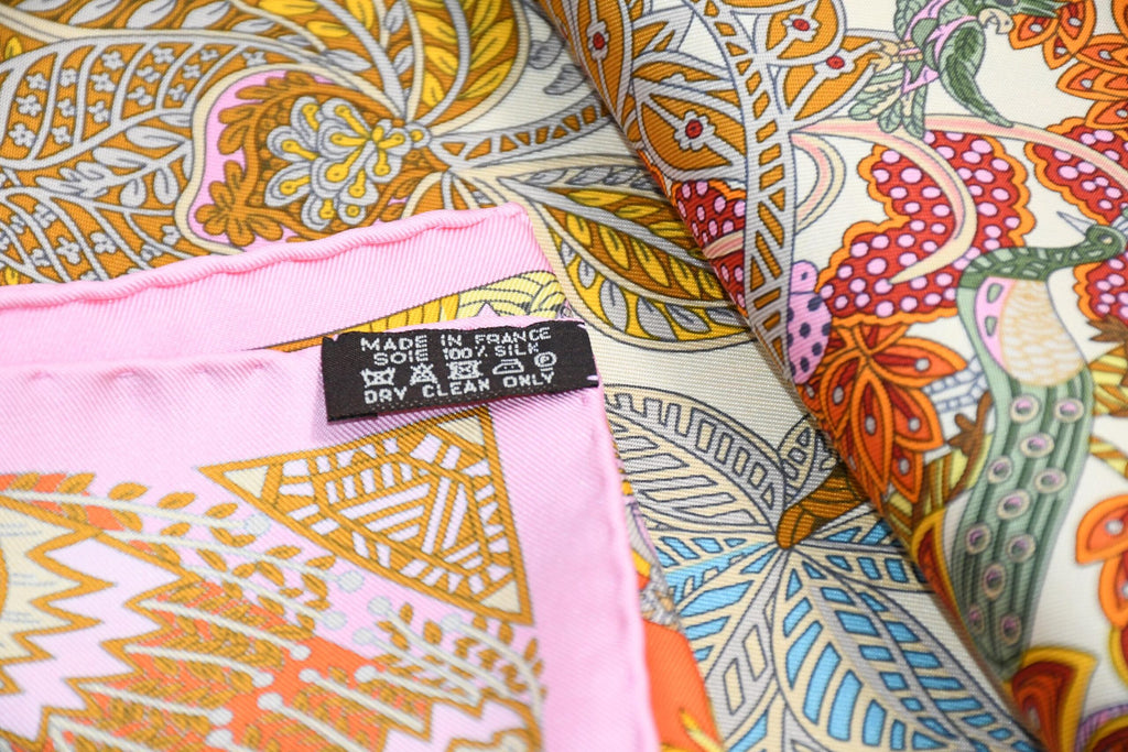 Hermes Scarf Maitres de la Foret 90 cm silk orange forest tree 35"