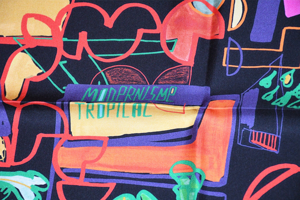 Hermes Scarf Modernisme tropical 90 cm silk black modernism Carre 35"