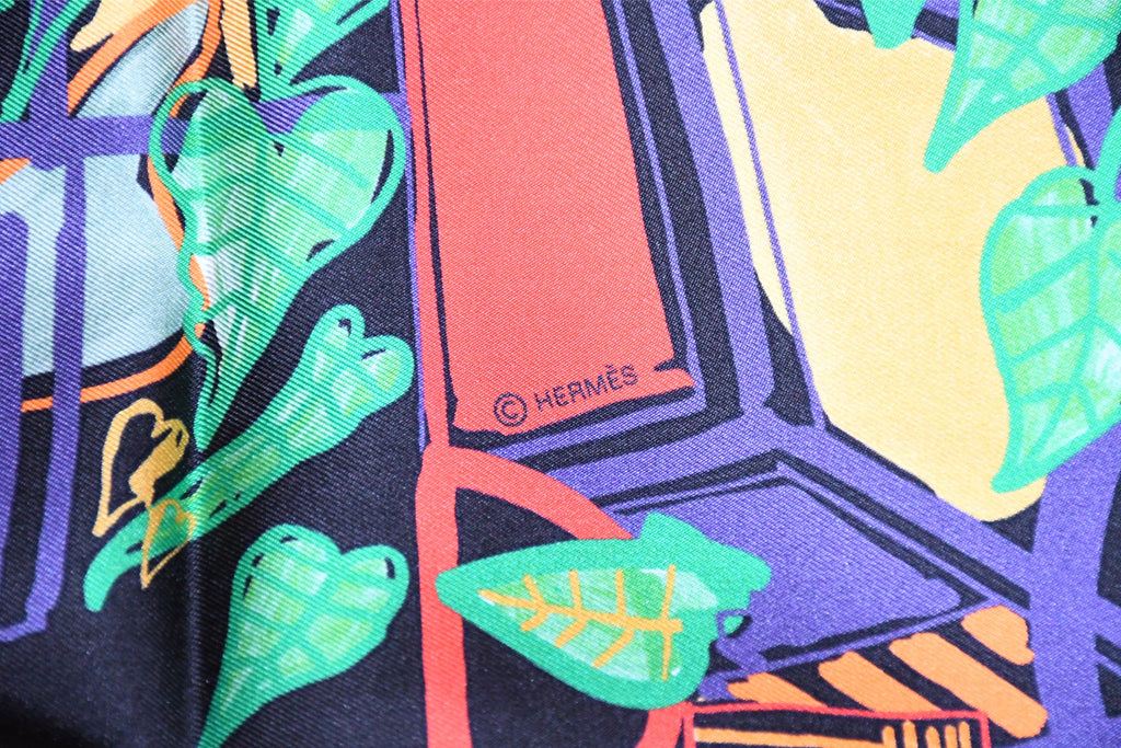Hermes Scarf Modernisme tropical 90 cm silk black modernism Carre 35"