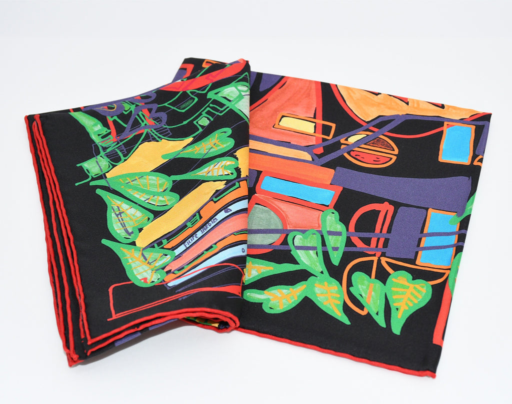 Hermes Scarf Modernisme tropical 90 cm silk black modernism Carre 35"