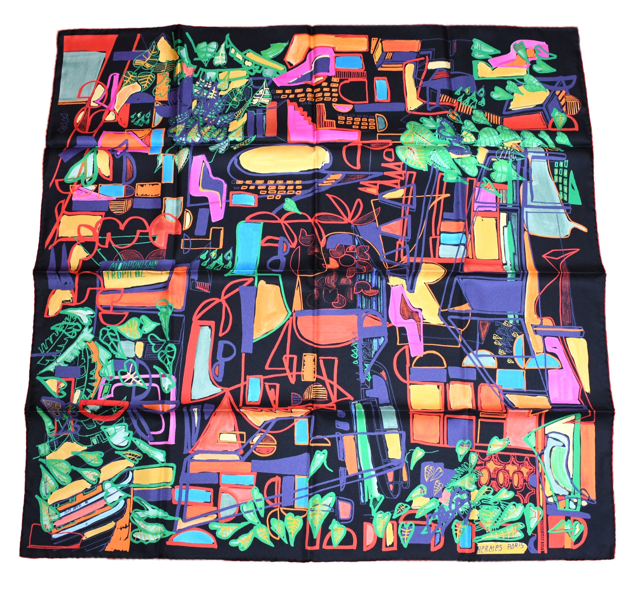Hermes Scarf Modernisme tropical 90 cm silk black modernism Carre 35"