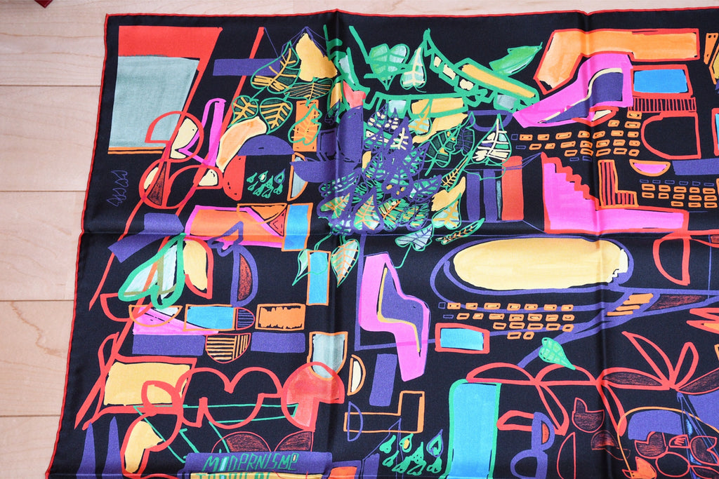 Hermes Scarf Modernisme tropical 90 cm silk black modernism Carre 35"