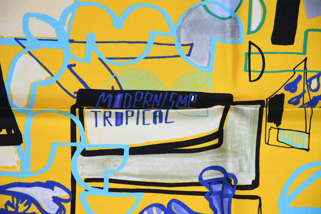 Hermes Scarf Modernisme tropical 90 cm silk yellow modernism Carre 35"